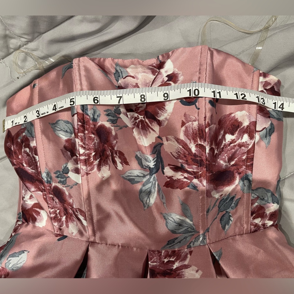 Speechless Dress, strapless, satin, floral, fit and flare, like new condition - Picture 9 of 9